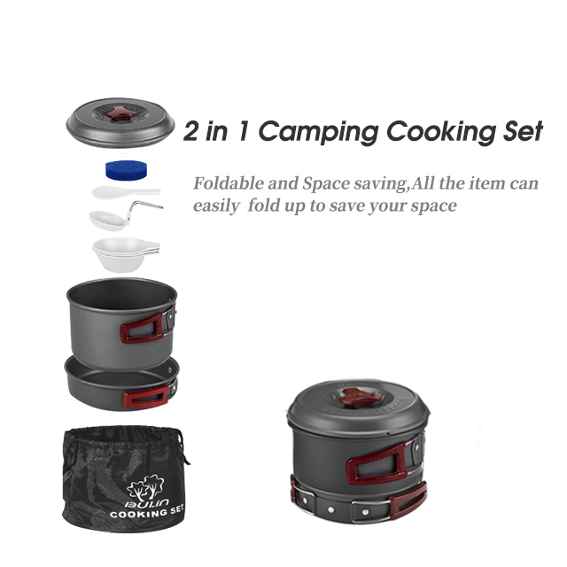 Batterie de cuisine de camping légère en aluminium