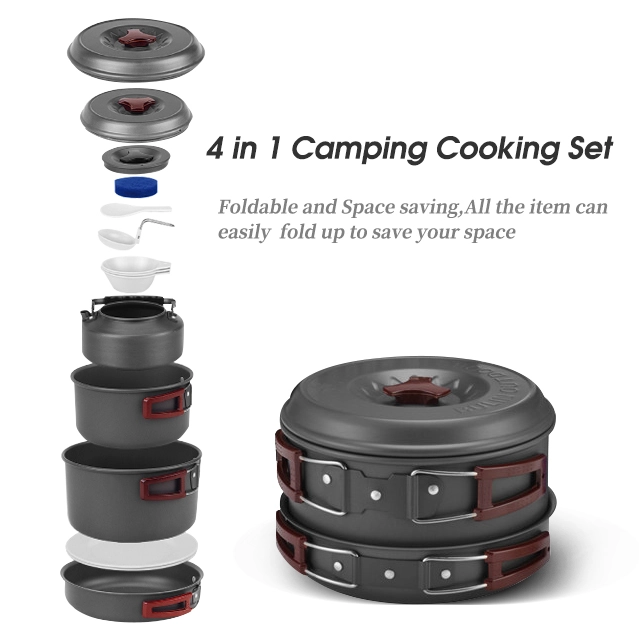 Batterie de cuisine de camping ultralégère en aluminium d'escalade